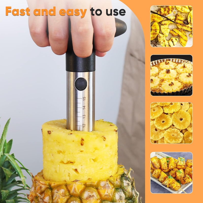 OOKUU Pineapple Corer Cutter, Stainless Steel Fruit Pineapple Peeler Slicer [Upgraded, Reinforced, Thicker Blade], Pineapple Core Remover with Measure Mark, Kitchen Tool for Diced Pineapple Rings - Image 3